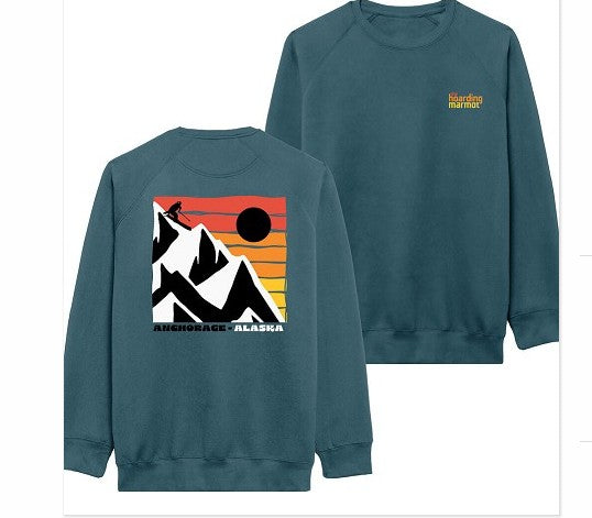 The Hoarding Marmot's Sunset Bi-Blend Crewneck in Deep Sea