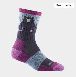 Darn Tough W's Bear Town Micro Crew LW Hiking Socks- 1970-C, Purple, L